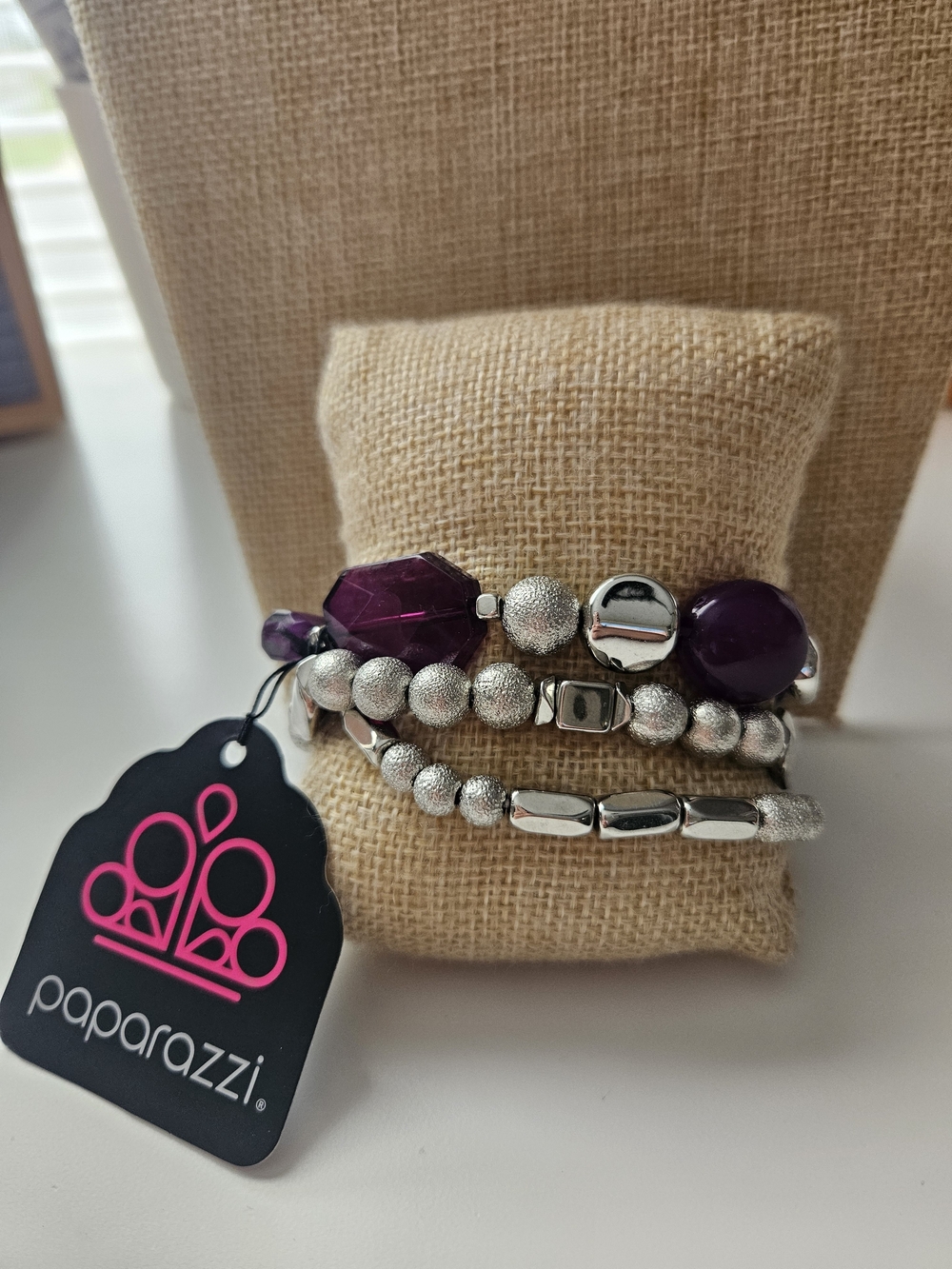 paparazzi Purple and Silver Mixed Bead Bracelet Set